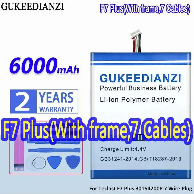 

Battery 6000Mah For Teclast F7 Plus 30154200P Utl-2778180-2S Utl-2978180-2S Utl-3078180-2S 7 Wire Plug With Frame,7 Cables