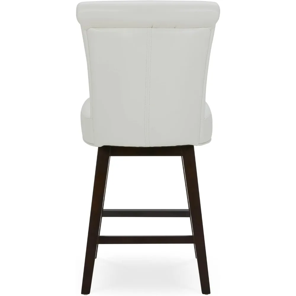 26 นิ้วความสูงเคาน์เตอร์เก้าอี้บาร์หมุนชุด 2, FSC Certified Modern Upholstered Faux หนังหมุนเก้าอี้ Barstool