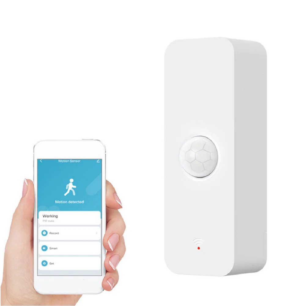 WiFi Smart Motion Sensor Wireless PIR Motion Sensor 128 Degree Detection Range Mobile/Local Remote Control Low Power Alarm