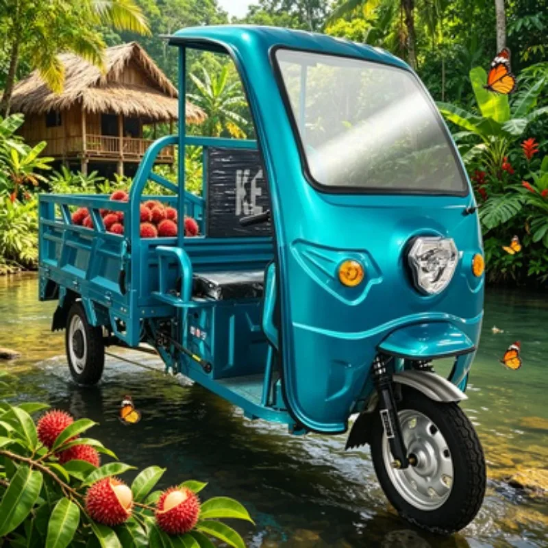 Commercial Electric Cargo Tricycle 3 Wheel 60V 1200W Open Body 800kg for Business Logistics Transport Sale