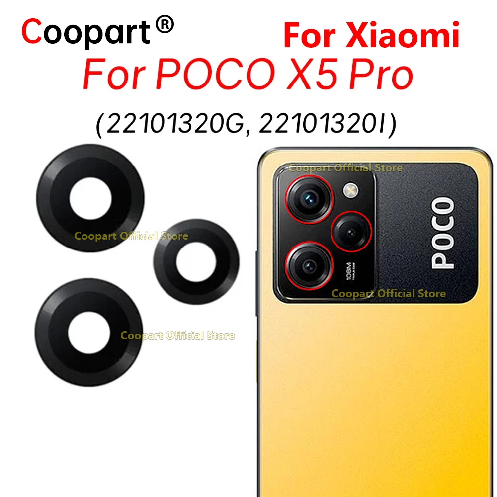 New Back Camera Glass Lens For Poco X5 Pro 5G Rear Camera Cover With Frame Bezel Replacement 22101320G 22101320I 22101320C