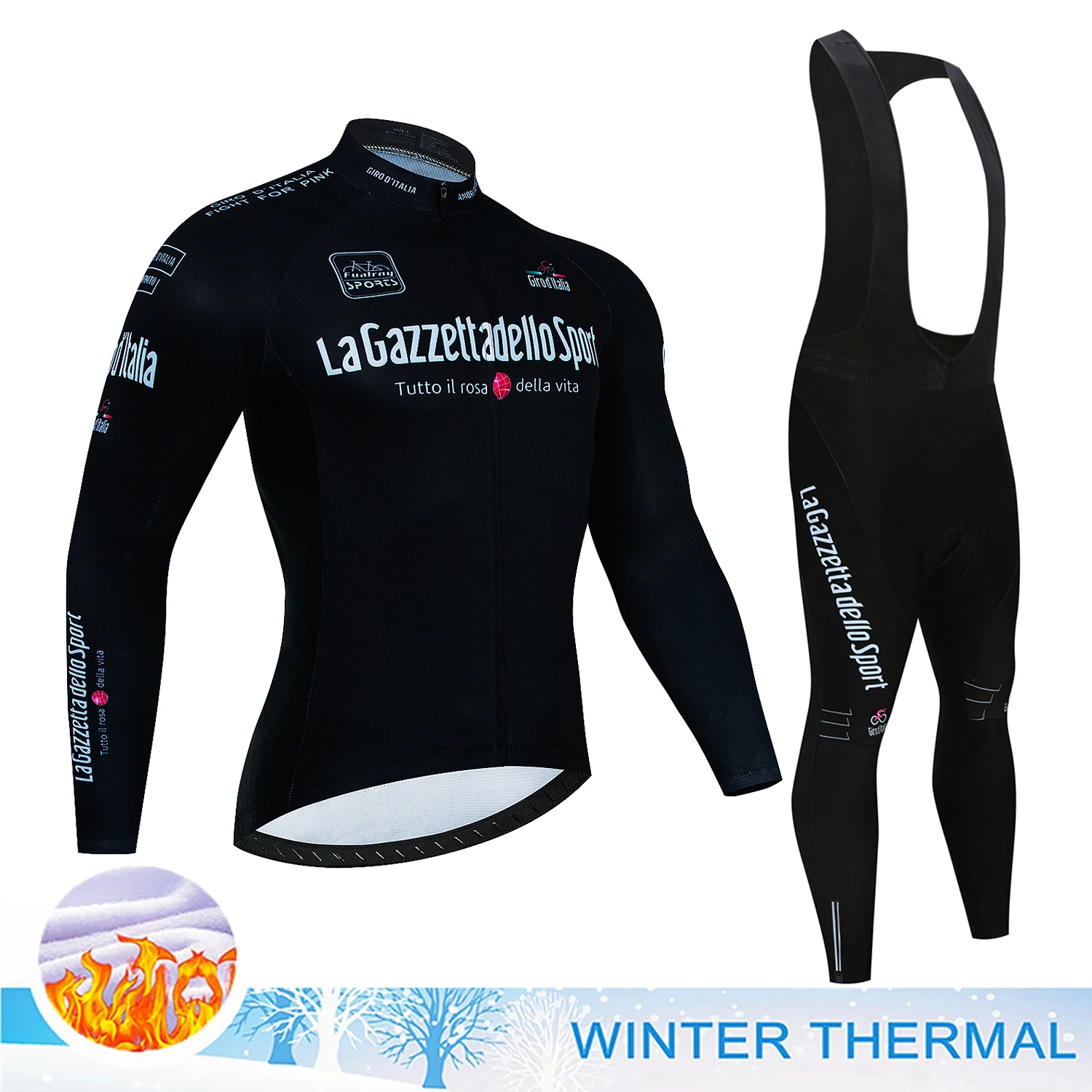 

Tour Of Italy Winter Thermal Fleece Cycling jersey Set Men's Jersey Suit Ciclismo Pro MTB Bicycle Clothing MTB Bike Jersey Kit