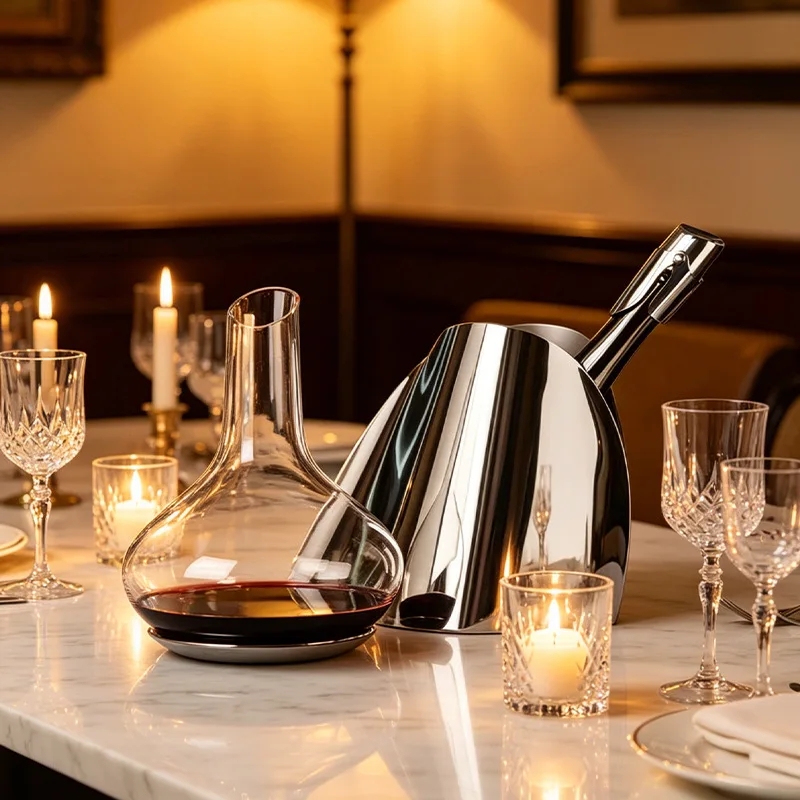 Stainless steel champagne ice bucket model room hotel storage bucket ornament home living room table decoration