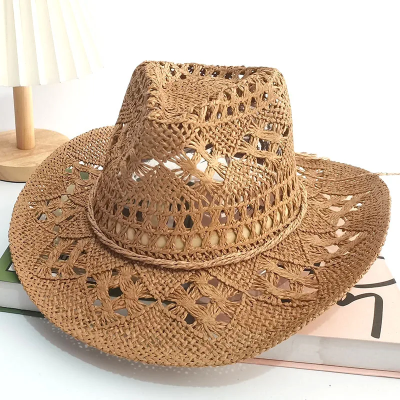 قبعات صيفية جديدة من القش المنسوجة يدويًا للرجال والنساء. أصداف القبعة مزينة. قبعات بنما لقضاء العطلات على الشاطئ. #2