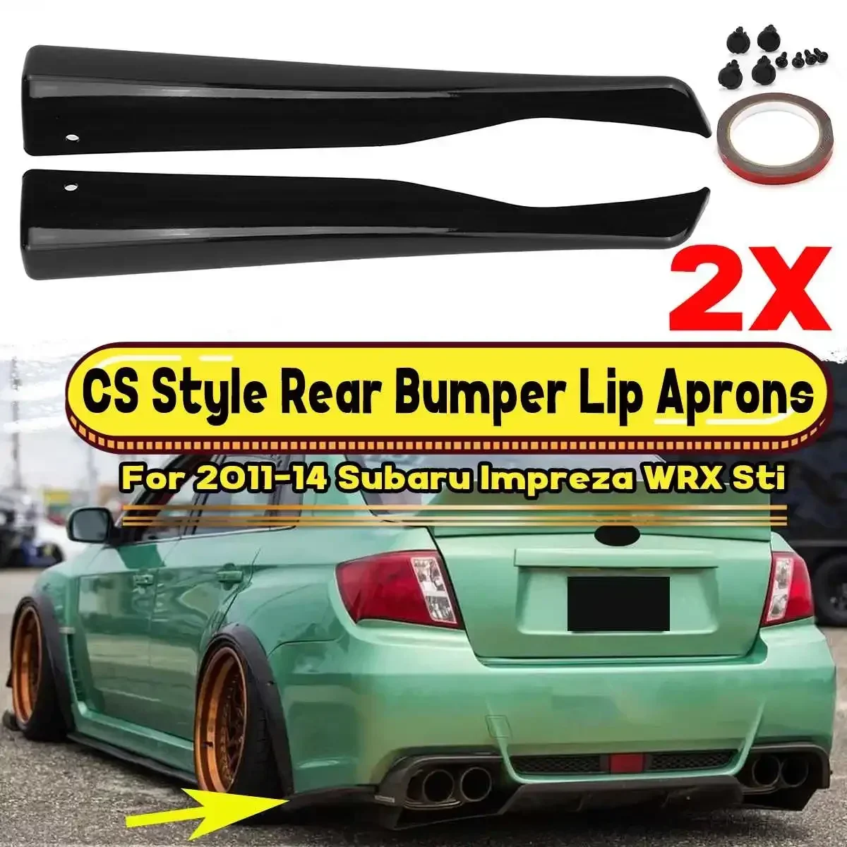 CS Style 2x Car Rear Bumper Diffuser Splitter Spoiler Guard Canard Protector For Subaru Impreza WRX Sti 2011-2014 4Dr Body Kit