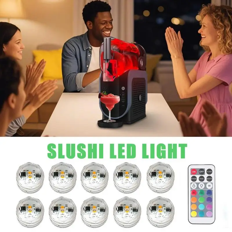 

Светодиодные фонари Slushy Maker, 10 светодиодных фонарей для напитков, 13 цветов, водонепроницаемая лампа с дистанционным управлением для дома, кафе, кухни, взрослых