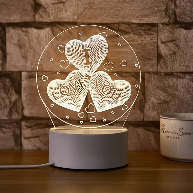 

A07F-Night Light Acrylic Bedroom Bedside LED Table Lamp Holiday Event Gift System Gifts