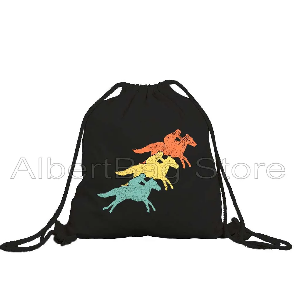 A Girl Who Loved Horses Funny Horse Racing Equestrian Riding Cute Gifts Horse Girl Drawstring Bags Soccer Backpack Gym Sackpack view 5