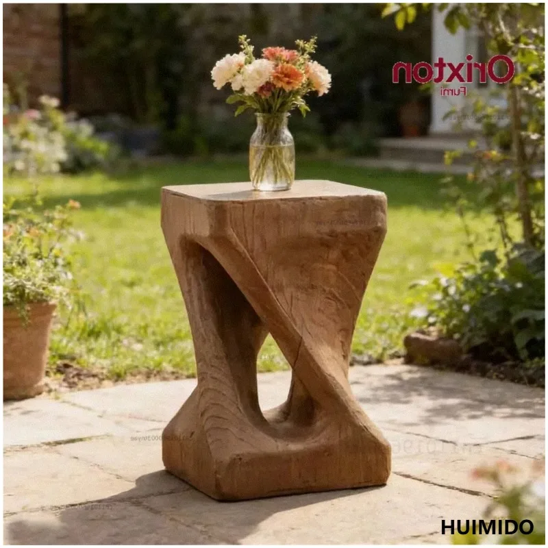 Coffee Table Scandinavian Modern MgO Board End Tables with Wood Grain Finish Boho Living Room Bedroom Accent Furniture