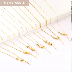 LUXUKISSKIDS Fashion Solid Adjustion Chains 316L Stainless Steel 18inch Sliding Clasp Rolo Link Chain Necklace for DIY Making