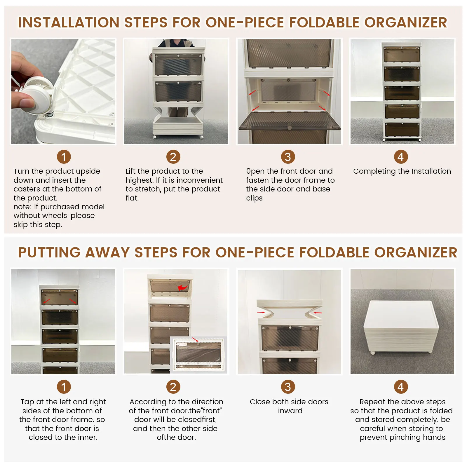 1/2/3/4/5 صناديق تخزين قابلة للطي مع أبواب - حاويات تخزين ألعاب قابلة للتكديس، صندوق تخزين بلاستيكي قابل للطي للكتب #6