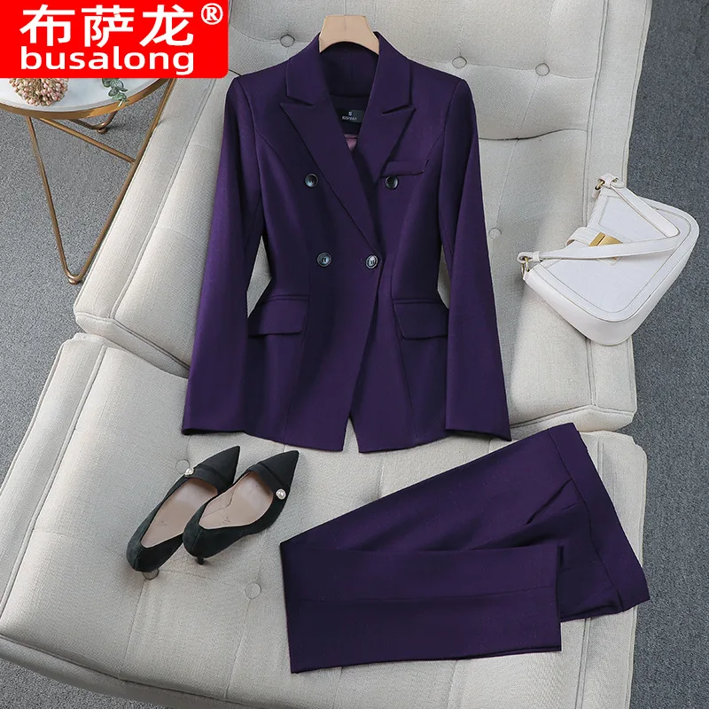 High-End Double Breasted Suit Business Suit Female Temperament Goddess Style White Collar Office Wear Hotel Manager Commuting Wo