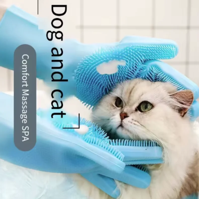 Pet Grooming Reinigungshandschuhe Hund Katze Badeshampoo Handschuh Wäscher Magic Dishwashing Cleanner Schwamm Silikon Haarentfernungshandschuh