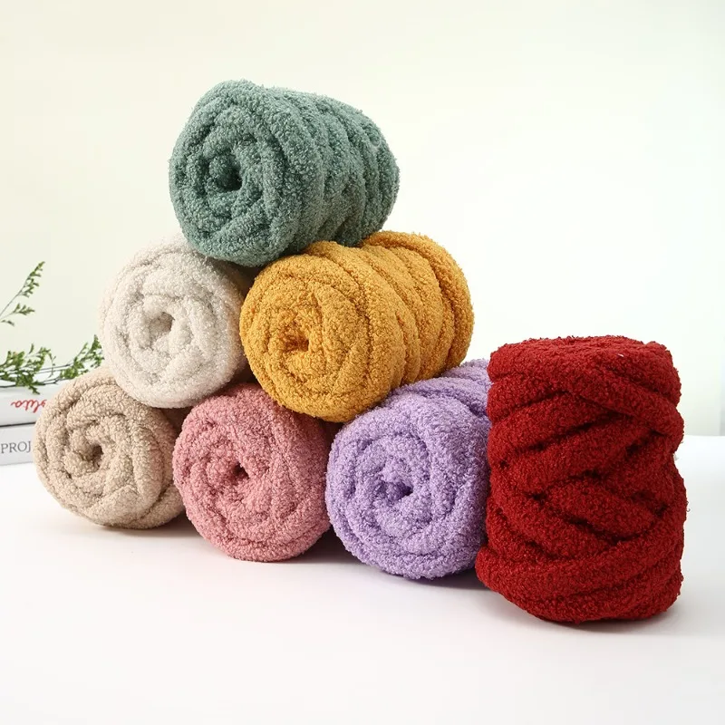 

1kg Teddy Roll Chunky Yarn Skin Friendly Thick Strip Fabric Fluffy Warm For Handmade DIY Weaving Doll Cushion Blanket Making