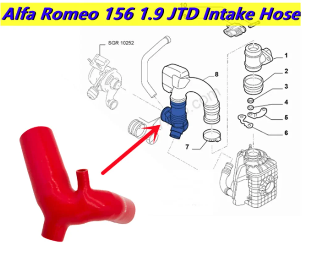 For Alfa Romeo 156 1.9 JTD Silicone Airbox To Turbo Intake Inlet Hose Pipe Tube OEM F1003459 55181972 60630540