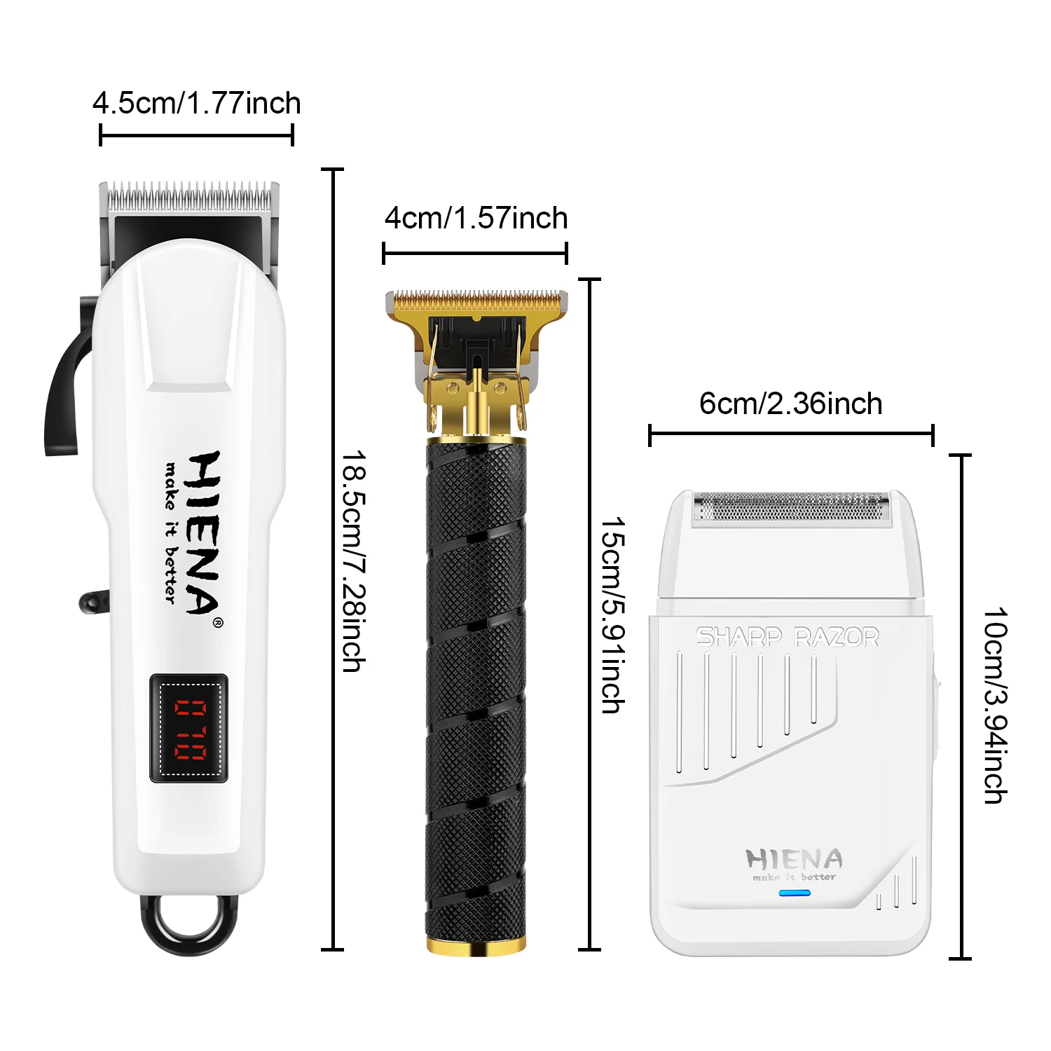 

Professional Hair Trimmer Set Wireless Charging Men's Beard Trimmer 3-Piece Electric Grooming Kit Includes Scissors and Comb