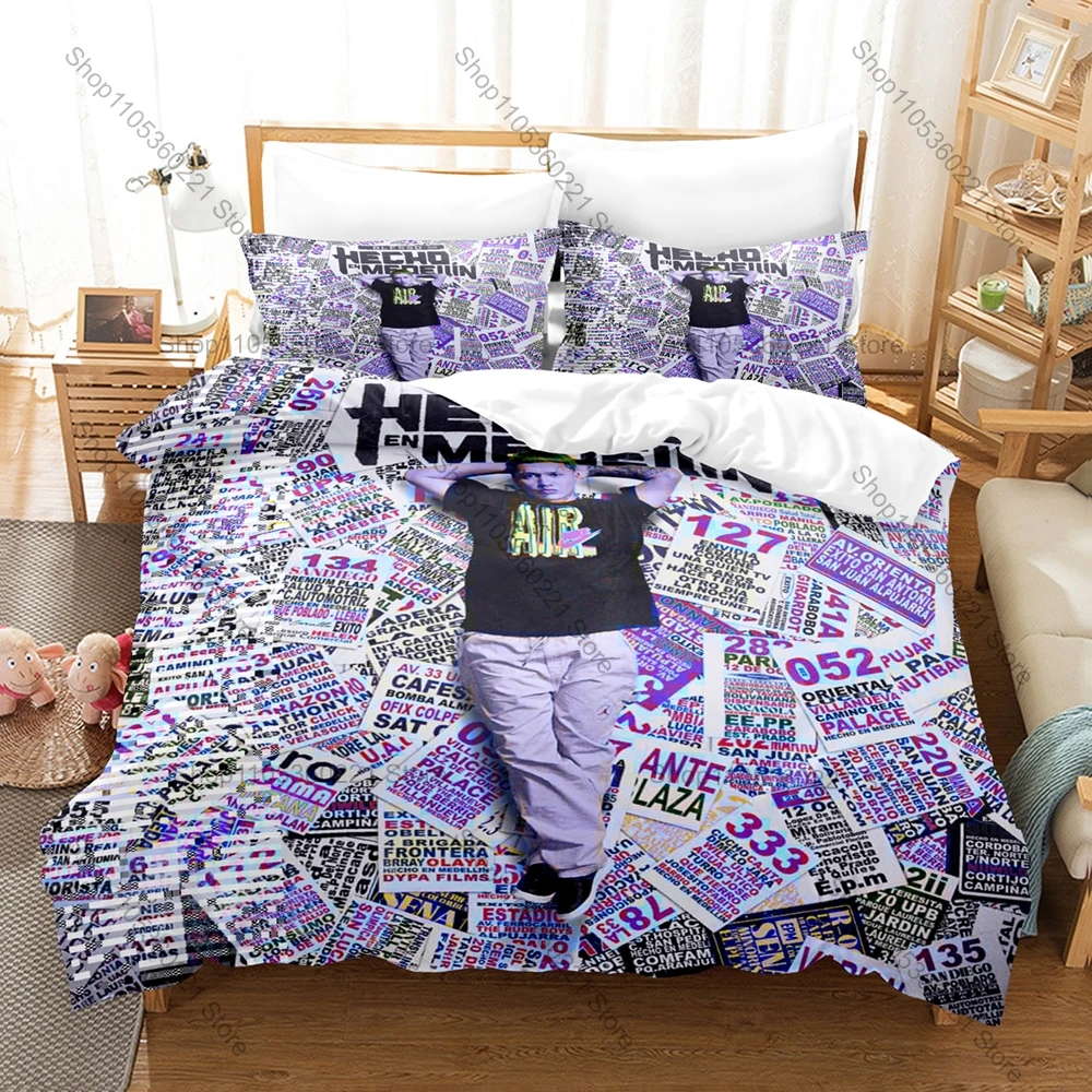 Cool Grayscale Abstract City Graffiti Retro Rap Silhouette 3Pcs Bedding Set Duvet Cover & Pillowcases Neutral Urban Home Textile