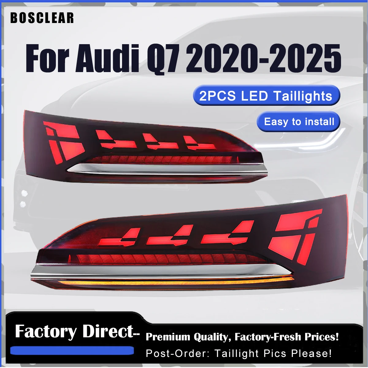 

2PCS TailLights Assmebly for Audi Q7 2020-2025 Animation LED TailLamps Rear Lamps Turn Signal Dynamic DRL Automotive Accessories