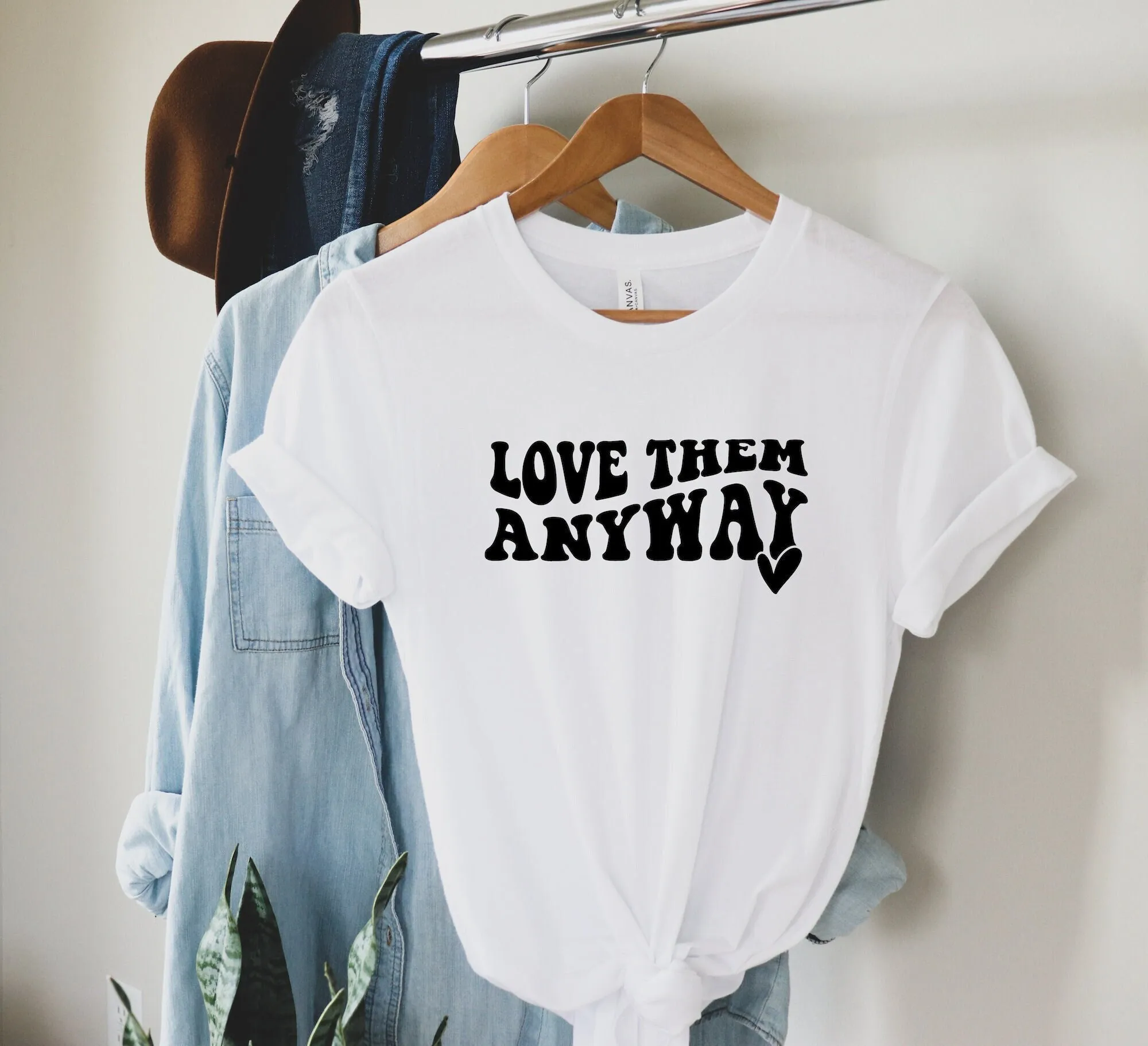 Love Them Anyway T Shirt Christian Faith Jesus Modern for Her Women's