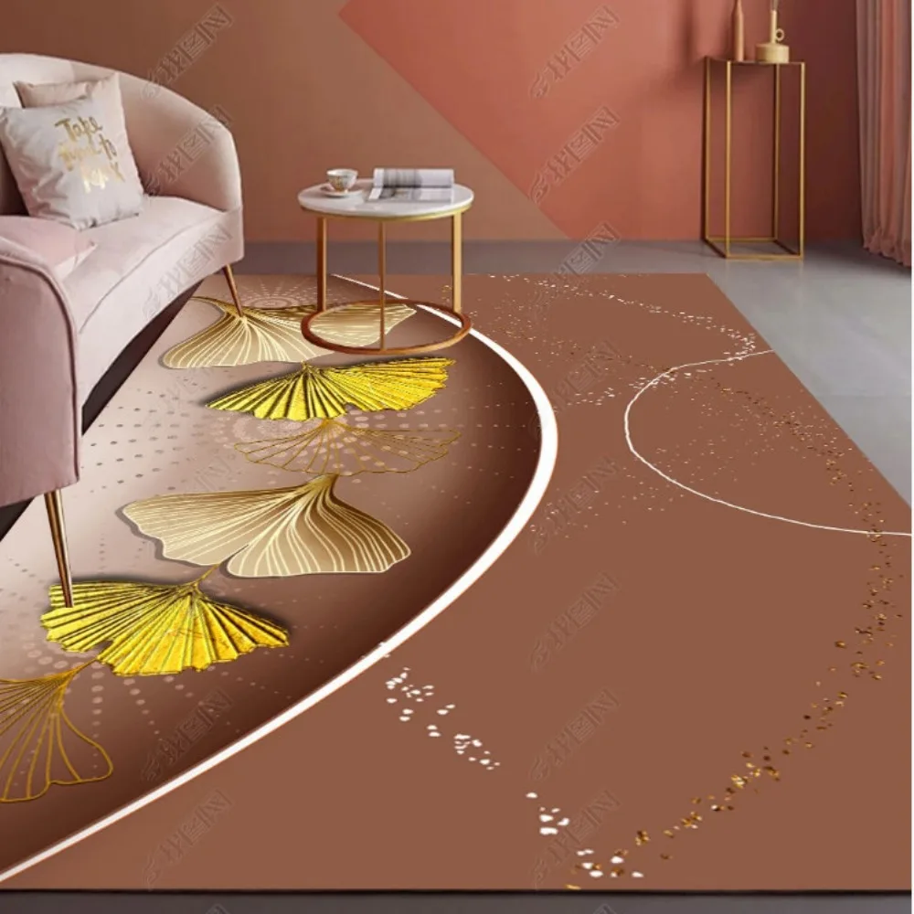 

1 шт. ковер из оргеста с принтом золотых листьев гинкго для дома, гостиной, спальни, декор, нескользящий ковер, напольный коврик, удобный ковер, подарок