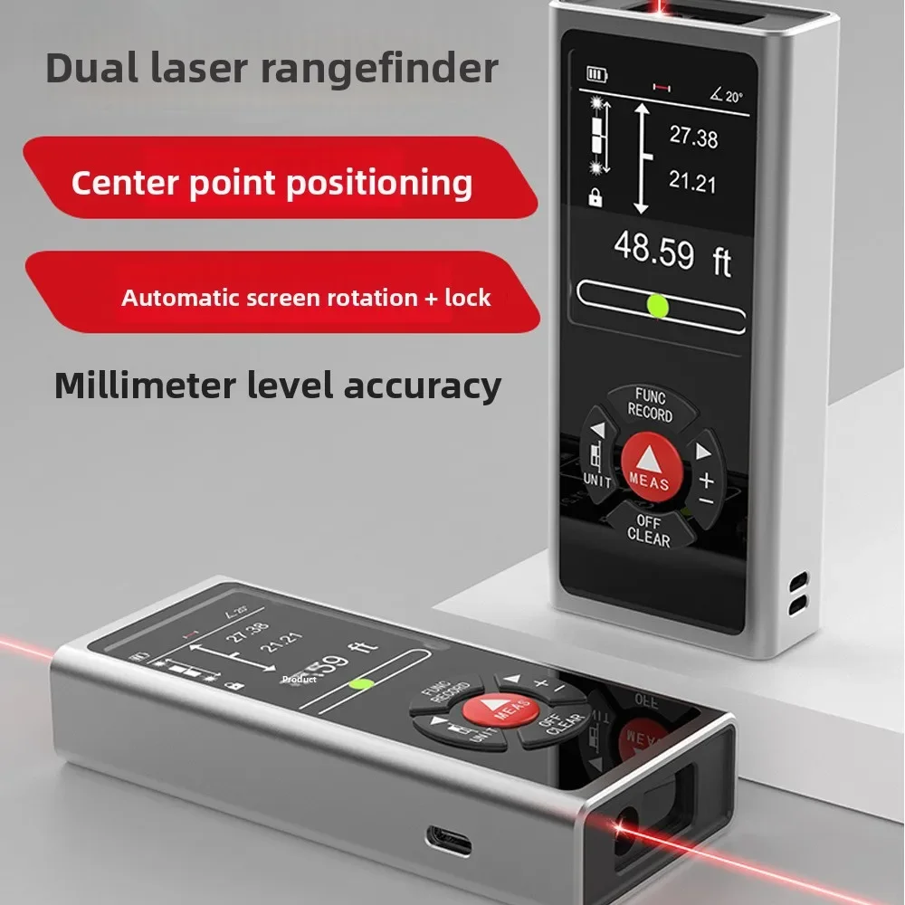 Handheld Dual-sided Laser Rangefinder, High-precision Indoor and Outdoor Infrared Electronic Distance Meter for Room Measurement