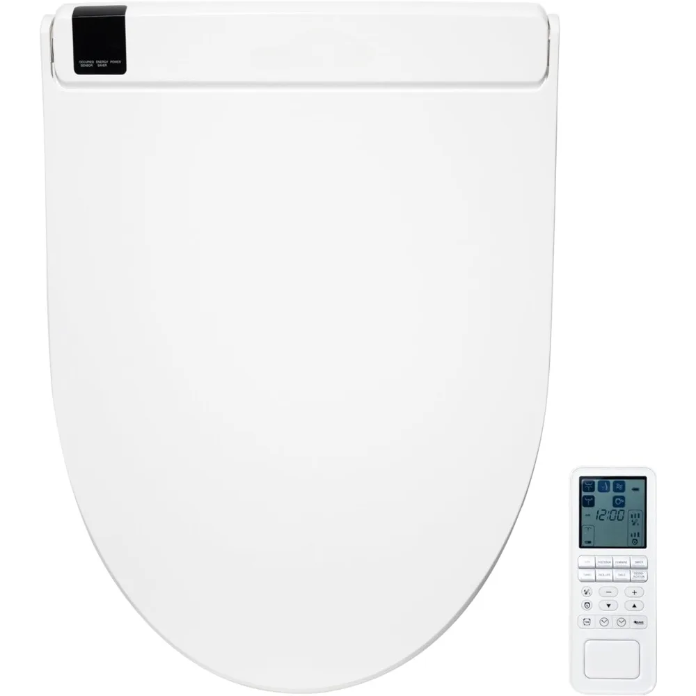 Electric Bidet Toilet Seat for Elongated Toilets with Remote Control with Screen, Unlimited & On Demand Warm Water