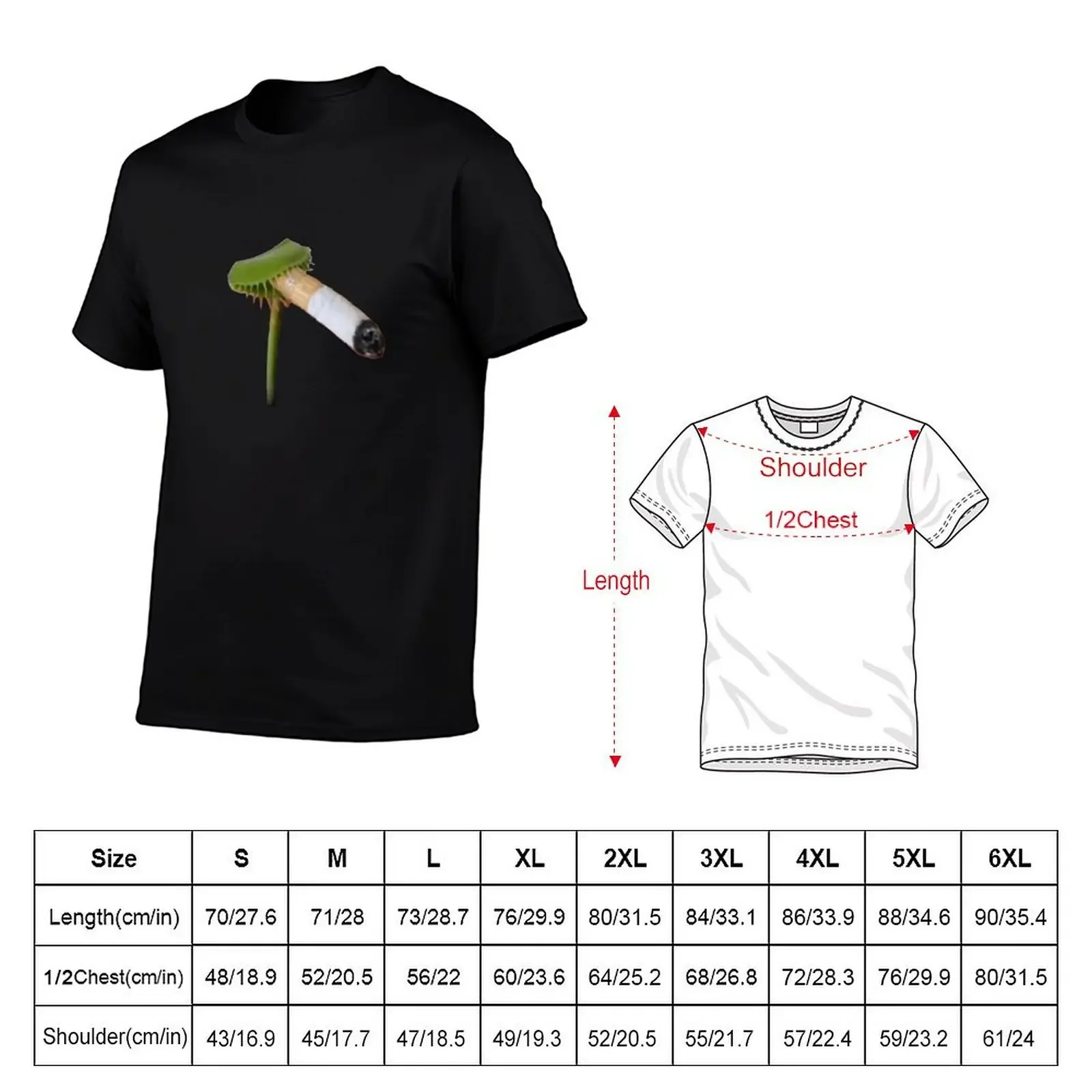 venus flytrap smoking a cigarette T-Shirt quick-drying cotton graphic tees mens champion t shirts