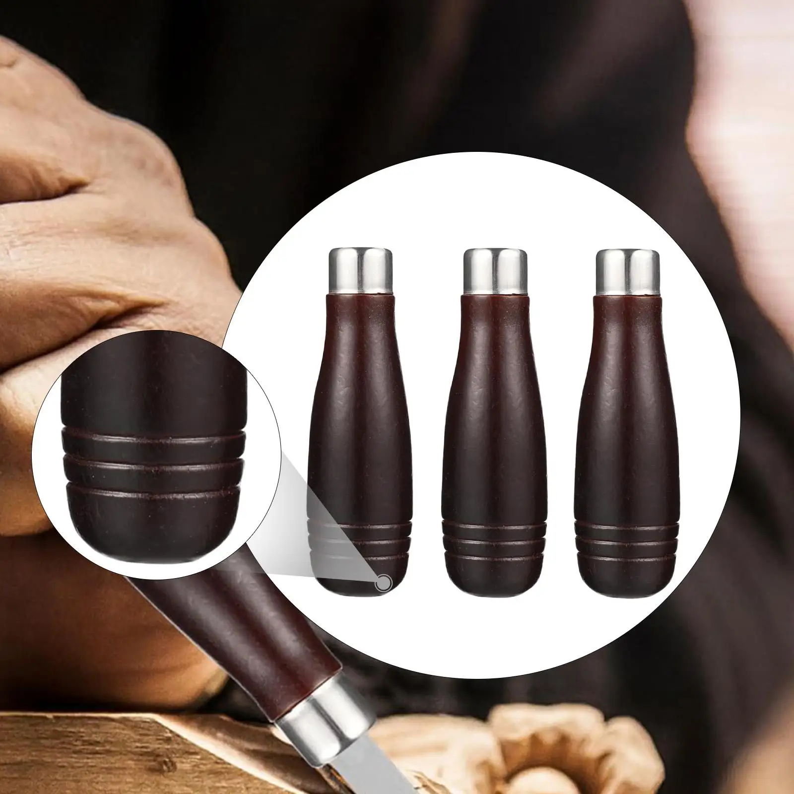 3개 세트 목재 파일 핸들 세트 파일 절단 도구 목공 소형 및 대형 액세서리 금속 링 포함 목재 라스프 교체용