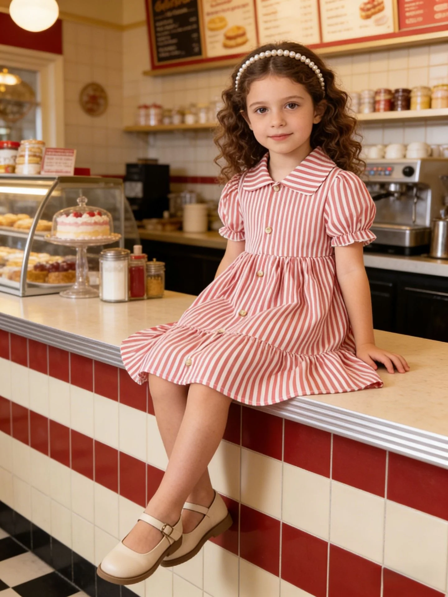 

Children Striped Princess Dress Peter Pan Collar Puff Sleeve Summer Little Girls A-line Dresses 2-7T Kids Clothes Daily Wear
