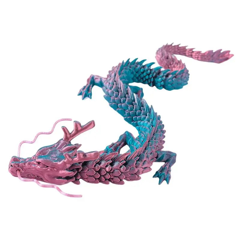 3D Printed Dragon Crystal Dragon Fidget Toy Mythical Pieces Articulated Dragon Toy For Birthday Home Decoration Executive Desk