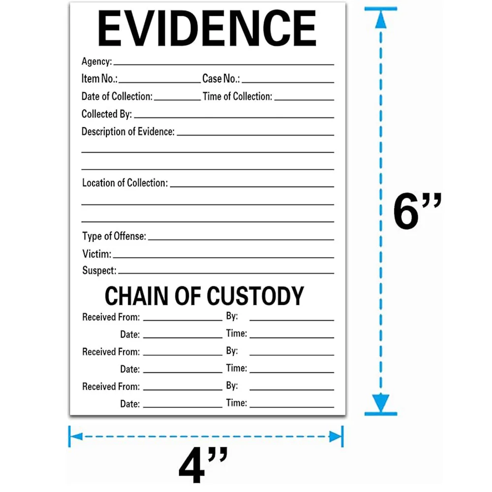 Self Adhesive Evidence Labels 4*6inches Stick on Evidence Stickers for Forensics Class, Theme Birthday Party 100Pcs