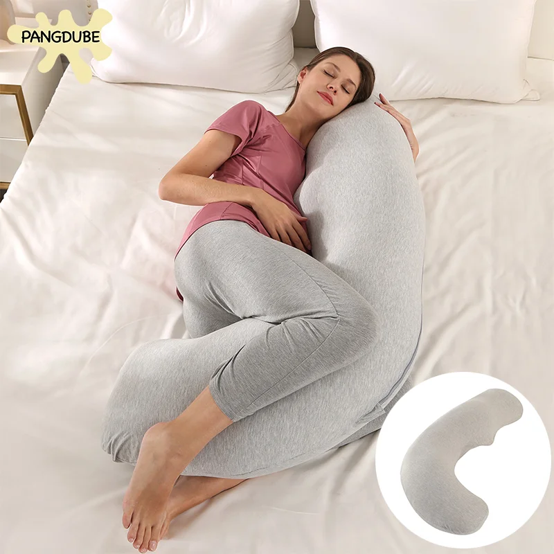PANGDUBE 1.8KG Cotton Pillow for Pregnant J-shaped Women Sleeping Pillow Care for Pregnancy Waist Nursing Pillow for Pregnant