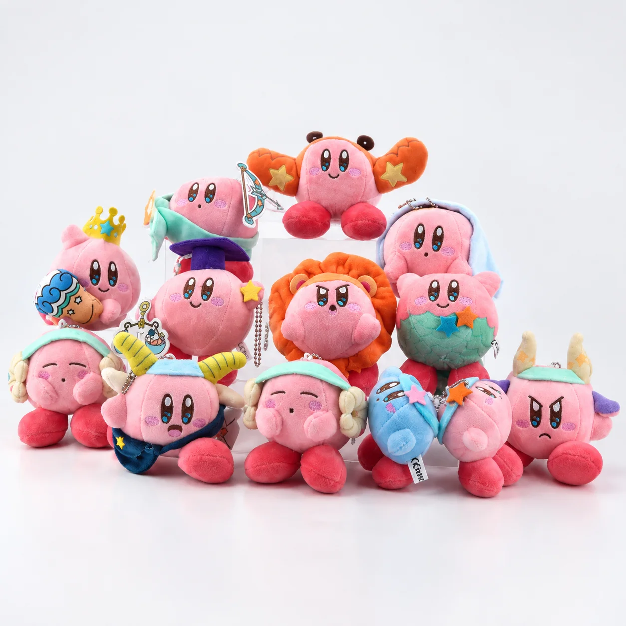 Cute Star Kirby Pink Cartoon Plush Keychain Backpack Pendant Kawaii Stuffed Doll Bag Charm Soft Plush Toy Keyring Gift for Girls