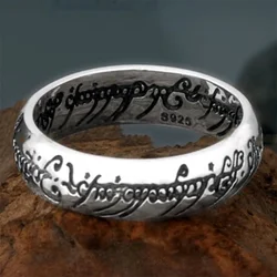 Movie 925 Sterling Silver Vintage Silver Ring Band Free With Steel Chain Men Magic Letter Ring Cosplay Jewelry Birthay Gift