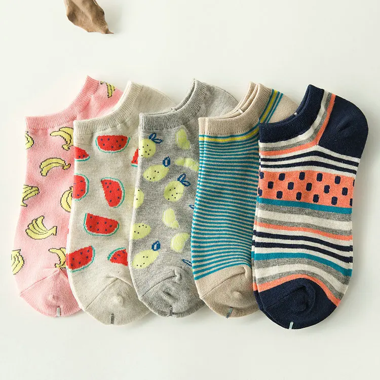 5 Pairs 1 Lot Set Women's Socks Cartoon Cute Kawaii Simple Verataile Shallow Mouth Ankle Socks Breathable Soft Cotton Socks Girl