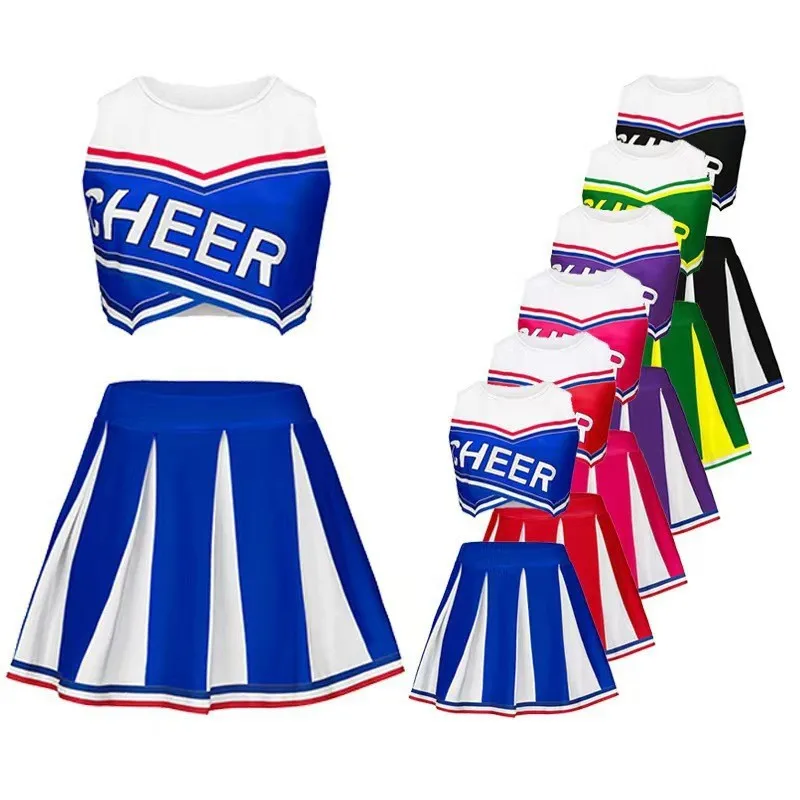 

Sexy High School Glee Club Girl cheerleading Uniform Stage Performance Cheerleader Costume Halloween Party Family Cosplay Dress