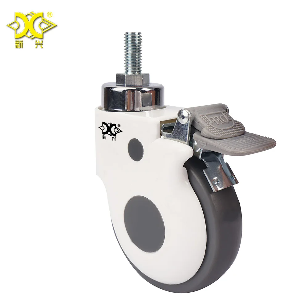 1 pz/4 pollici M12 vite Rod TPR Medical Wheel attrezzature mediche Caster ruota universale culla ruota di bellezza