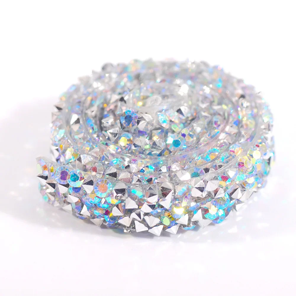 High Quality 1cm White AB Diamond with Resin Pointed Bottom Rhinestone Patch DIY Clothing Wedding Dress Gift Box Accessories
