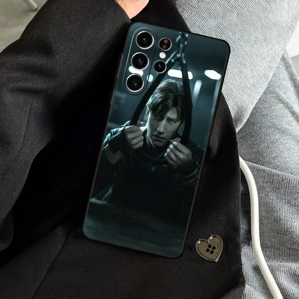 Silent Hill 2 Triangle Head Phone Case For Samsung Galaxy S25 S24 S23 S22 S21 S20 Plus Ultra Note20 Soft Black