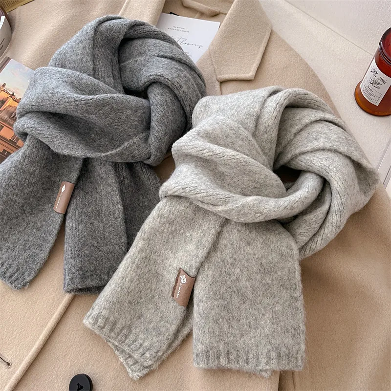 Wool Winter Scarf Women Fashion Popular Knitted Warm Scarf Female Shawl Girl Crochet Scarves Men Couple Soft Scarf