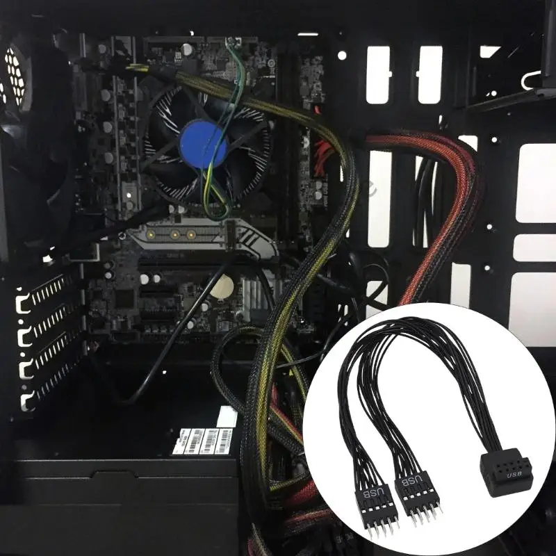 R2LF Cài đặt nhanh chóng không cần dụng cụ USB Bent Header Cáp chia 9 chân cho hiệu quả