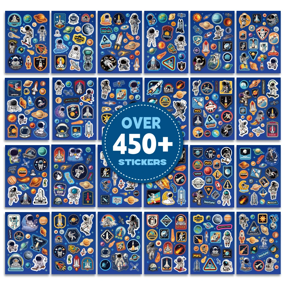 

450+ Pcs Astronaut Scrapbooking Sticker Pack Space Galaxy Theme With Planets Stars Rocket Astronaut Paper Stickers For Journal