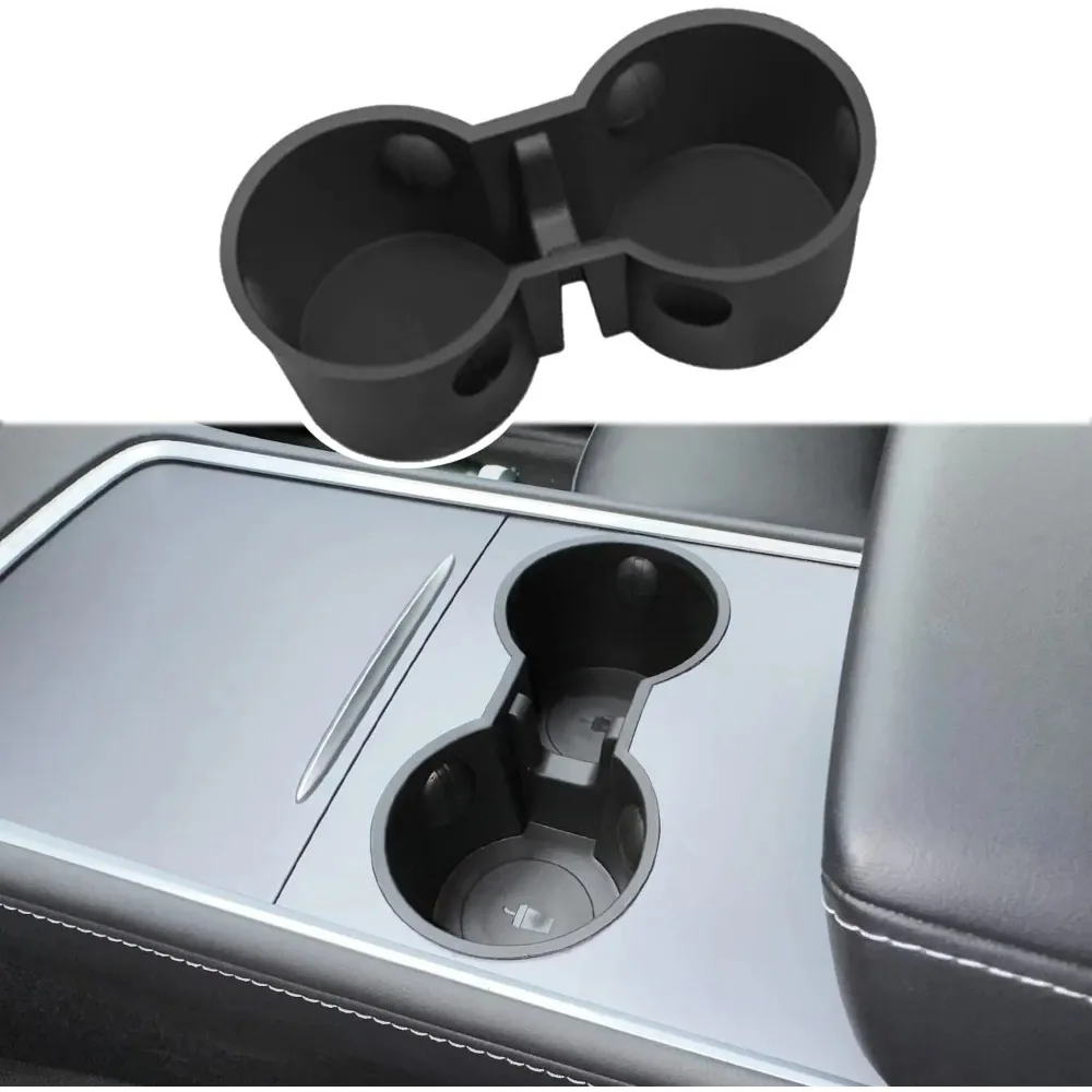 Center Console Cup Holder for Tesla Model Y 2021-2024 Model 3 2021-2023 Anti-Slip Leak Proof Silicone Organizer Coaster Holder