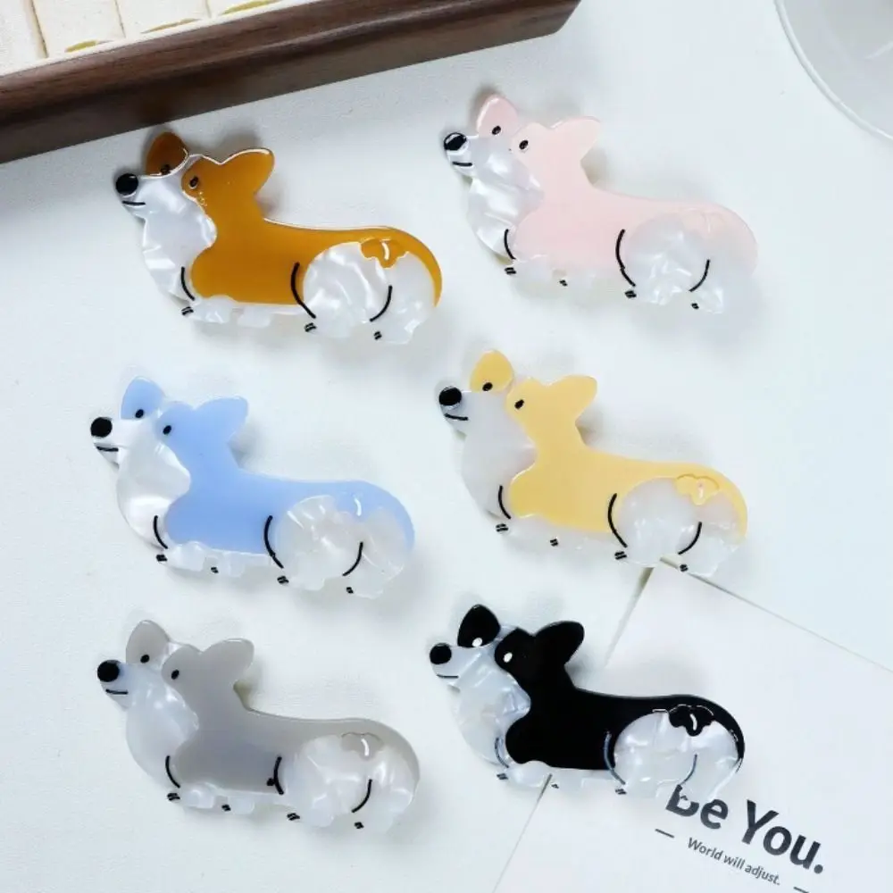 Cute Animal Corgi Hair Clip Cartoon Headwear Acetate Puppy Hair Claw Fashion Creative Dog Hairpin Hair Accessories