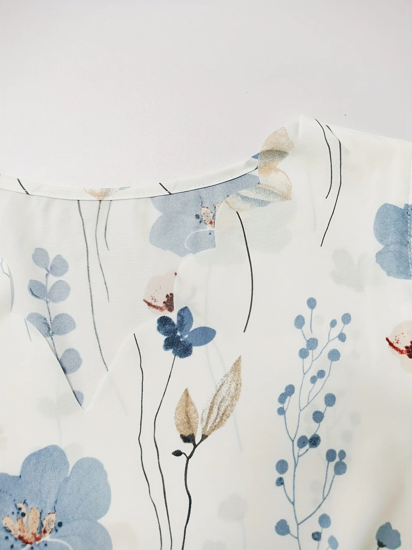 سترة نسائية أنيقة كبيرة الحجم مع طباعة الأزهار الياقة البتلة الخامس الرقبة الدانتيل الربط بلا أكمام لارتداء غير رسمي #5