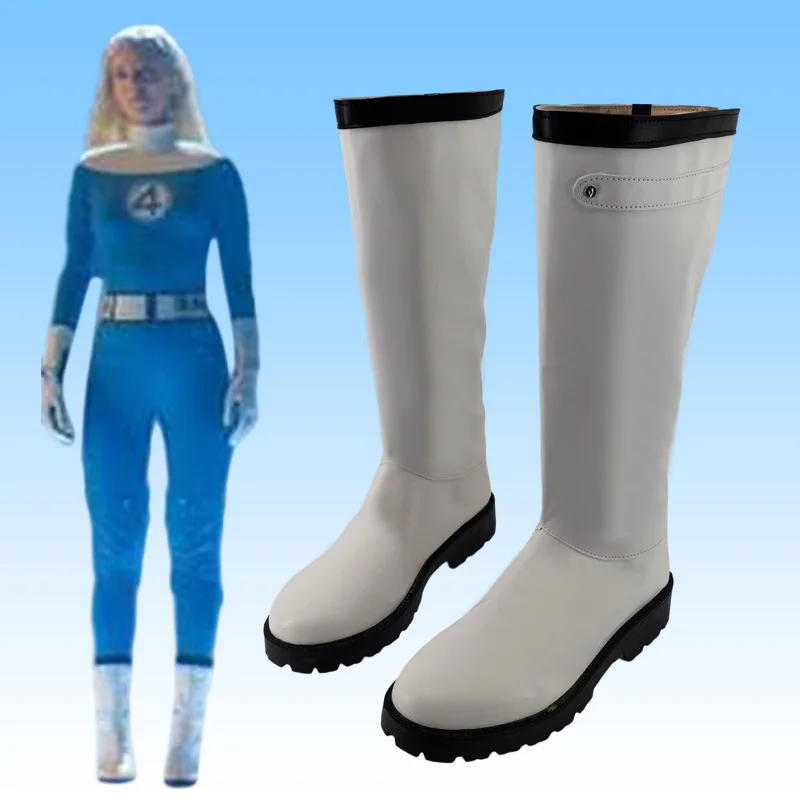 

The Fantastic Four Invisible Woman Cosplay Shoes Mid-calf Boots Halloween Masquerade Carnival Performance Party Costume Props