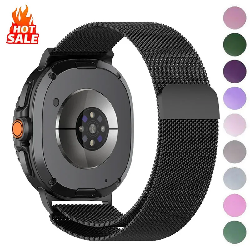 حزام معدني مغناطيسي لساعة سامسونج جالاكسي 8 40 ملم 44 ملم ساعة 8 ساعة كلاسيكية Ultra2 سوار ساعة بديل من الفولاذ المقاوم للصدأ