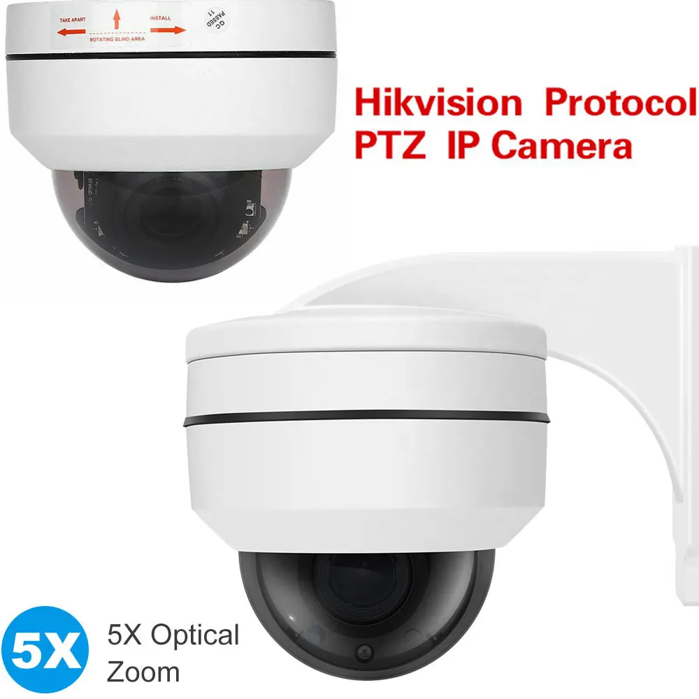 Hikvision Compatible 5MP POE 4k PTZ Camera Outdoor Dome 5X Optical Zoom Onvif IR CCTV Surveillance 8mp Security Audio Camera