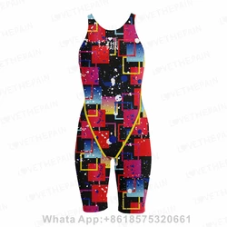 Love The Pain 2023 Female Training Racing Swimwear Competitive Swimsuits Professional Knee Length Bodysuits Swimwear Beach Wear