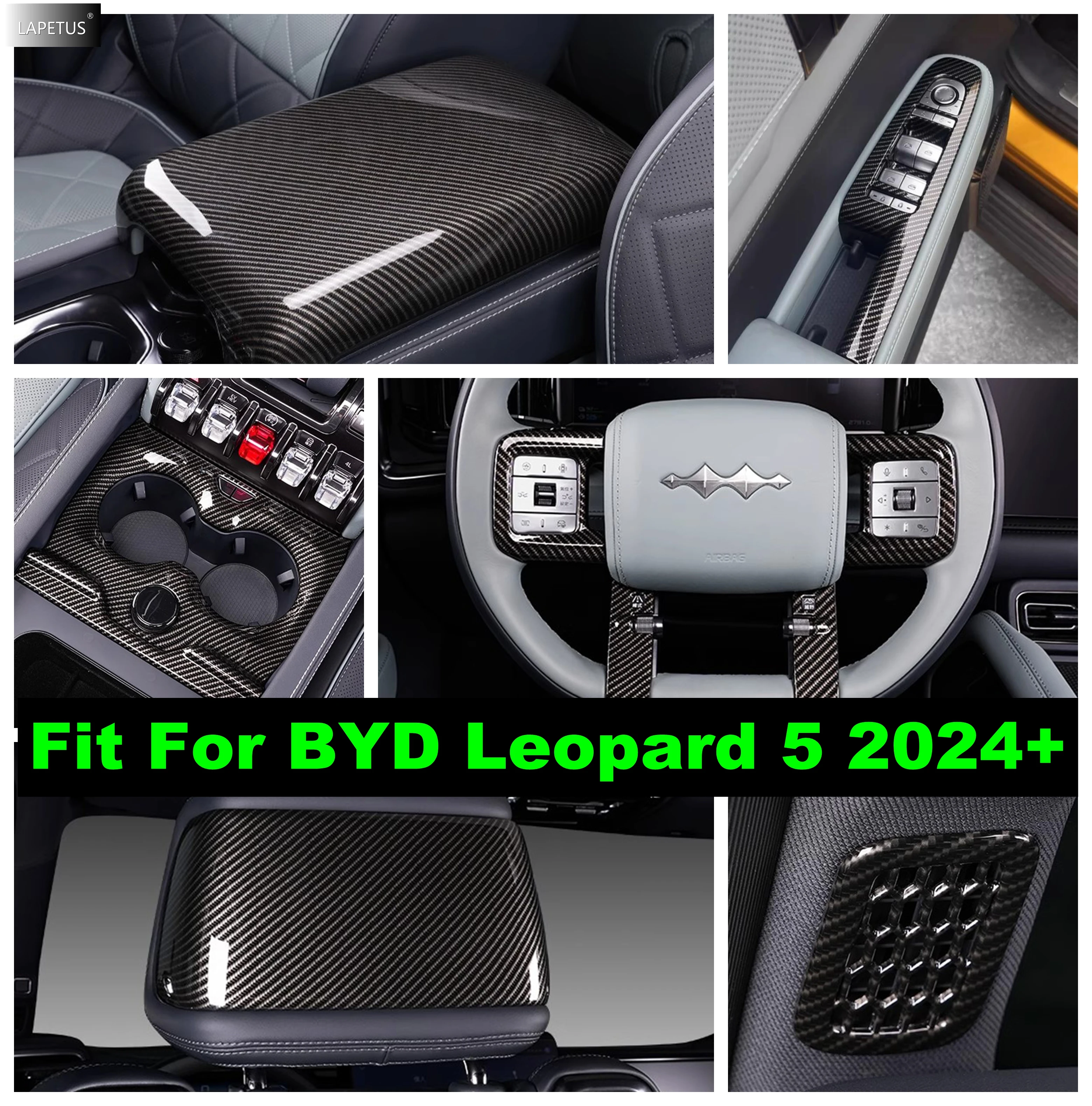 

Window Lift Button / Window Lift Button / AC Air Outlet Cover Trim For BYD Leopard 5 2024 2025 5D Carbon Fiber look Accessories